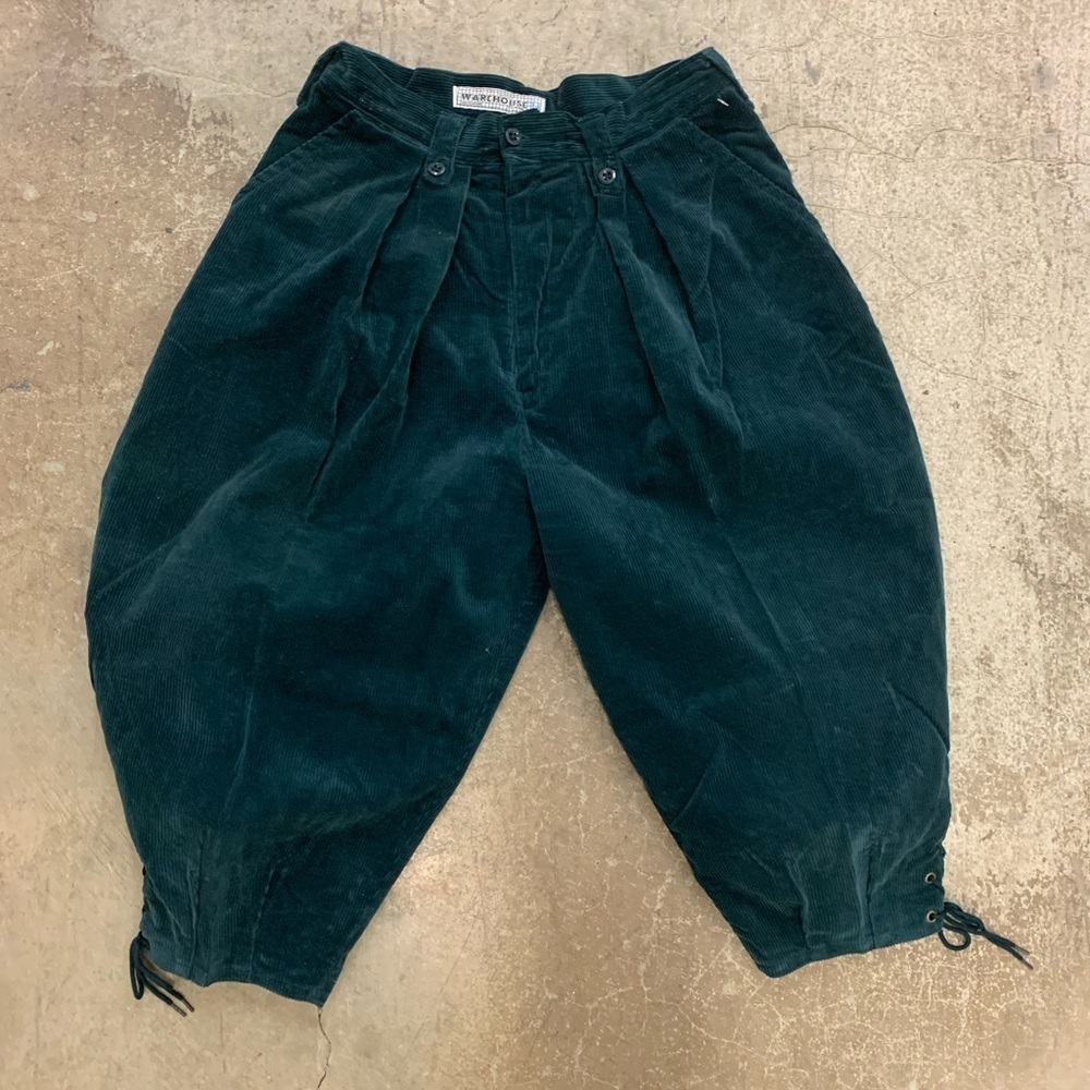 Vintage warehouse forest green made in England corduroy knee capri pants